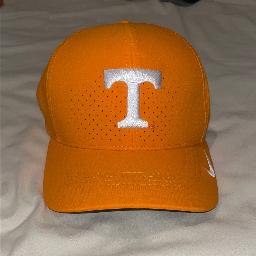 Nike Orange Baseball Cap with White 'T' Logo